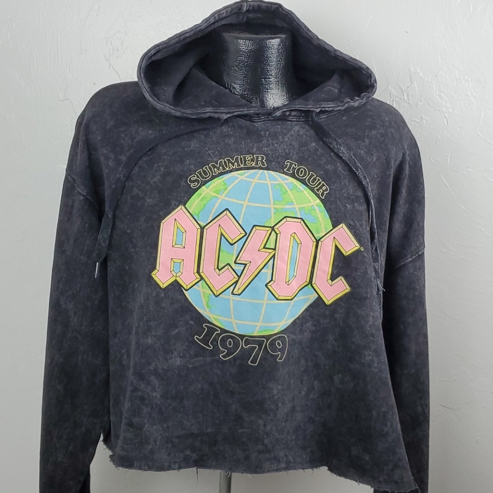 ACDC Summer Tour 1979 Graphic Hoodie Sweatshirt Distressed Women Size XL